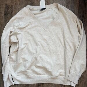 Buffalo David Bitton Women's Super Soft Fleece V-Neck Pullover Sweatshirt (Tan/L